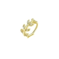 Goldener Nasenring im Olivenblatt-Design mit Zirkonia-Mikroverzierung für Damen - Blatt-Design / Gold