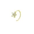 Verstellbarer goldener Nasenring mit Blumenmotiv und klaren Zirkoniasteinen aus Kupfer - Blumenform / Gold