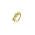 Gedetailleerd macro-overzicht van vergulde neusring met elegante dubbelrijige zirkoonbloemen - Verschoven Bloemen Stijl / Goud