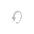 Detailed view of a silver nose ring featuring a cross charm set with cubic zirconia stones - Pave Cross Style (Silver 3)