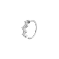 Detailed close-up of a silver nose ring featuring wavy micro-pave white zircon crystals - Wavy Row Zircon Design (Silver 4)