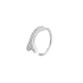 Detailed macro view of silver nose ring featuring double row micro-paved zircon stones - Double Row Pave Zircon Design (Silver 7)