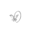 Elegant butterfly nose stud ring with silver finish and sparkling marquise cubic zirconia - Butterfly Style (Silver 1)
