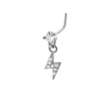 L-shaped silver nose stud featuring a sparkling lightning bolt pendant with clear cubic zirconia - Silver Lightning Style