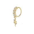Golden nose ring with zircon stones and elegant leaf branch drop pendant detail - Leaf Style (Gold 11)