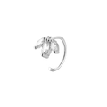 Adjustable silver nose ring with three marquise cut cubic zirconia gemstones - Marquise Leaf Radial Design (Silver 5)