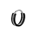 Three-layer stainless steel septum ring in contrasting silver and black metallic finish - Silver Black