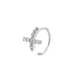 Silver cross nose ring with micro-paved zircons and adjustable open hoop design - Micro-pave Cross Pendant Combo (Silver 6)