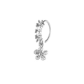 Silver piercing ring featuring a sparkling five-petal flower pendant and clear zircon stones - Flower Style (Silver 12)