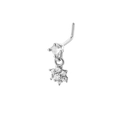 20G L-förmiger Nasenstecker mit Silber-Finish und hängendem Kristall-Blumenanhänger - Silber Blumenstil