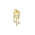 Detailansicht von Gold Mond und Stern Nasenstecker mit hängenden Zirkonia-Steinen - Stern Mond Gelber Stein Anhänger (Gold 2)