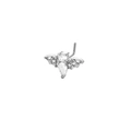L-shaped bat nose stud in silver finish with sparkling cubic zirconia wing details - Silver