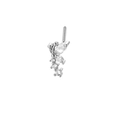 Piercing de nariz en forma de L de plata con circonitas brillantes de mariposa - Plateado