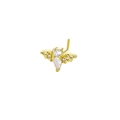 Golden bat nose stud with clear zircon stones and L-shaped bar for piercings - Gold