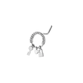L-shaped nose stud with zircon ring featuring heart, key, and lock charms in silver finish - Heart Lock Key Tassel (Silver 4)