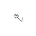 L-shaped nose stud with light blue heart zirconia stone in silver-tone finish - Light Blue Heart Style