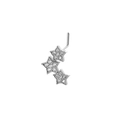 Close-up of L-shaped nose stud featuring three silver stars paved with sparkling zircons - Triple Star Style (Silver)