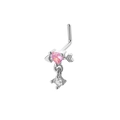 Clou de nez en L avec zircon coeur rose et pendentif en pierre carrée claire - Argent 5 (Flèche Cœur Rose)