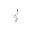 Détail du piercing de nez en forme de L avec double étoile et petit zircon serti - Argent 3 (Double Étoile)