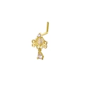 Détail d'un piercing nez en L doré avec un carrosse en citrouille orné de cristaux roses - Or 2 (Carrosse Citrouille/Couronne)