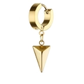Polished gold stainless steel hoop earrings with hanging triangle cone charms - Gold