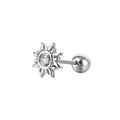 Minimalist silver sunburst stud earring with zircon stone and screw back closure - Sunburst Star Shape (C052) / Silver Sun