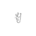 Detailed view of U-shaped silver leaf nose clip with micro-set zircon accents - Silver 11 (Leaf Shape)