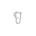 U-shaped moon clip-on nose ring with micro-pave cubic zirconia on white background - Silver 9 (Moon Shape)