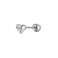 Herz-Ohrstecker aus Silber mit Zirkonia-Besatz und praktischem Kugel-Schraubverschluss - Herz-Stil (C012) / Silber
