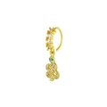 Golden snake hoop earring with sparkling clear cubic zirconia and green gem eyes - Snake Style (Gold 3)