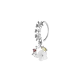 Silver heart nose ring with colorful cubic zirconia and white flower pendant jewelry - Silver Flower Pendant Style / Triple Layer Silver