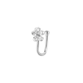 U-förmiger Nasenclip mit silberner Blume und Zirkonia, Schmuck ohne Durchstechen - Silber 3 (Blumenform)