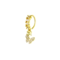 Golden butterfly nose ring with sparkling cubic zirconia crystals and double pendant drops - Butterfly Style (Gold 1) / Gold