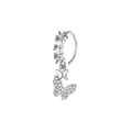 Silver butterfly pendant nose ring with cubic zirconia inlay on a white background - Butterfly Style (Silver 1) / Silver