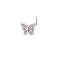 Chic L-shaped 20G nose stud featuring a silver butterfly with pink cubic zirconia stones - Butterfly Style - Silver