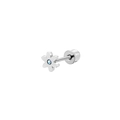 Clou d'oreille fleur en acier chirurgical avec zircon bleu et fermoir à boule vissée - Style Forme de Marguerite Aurore