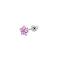 Pink star-shaped zircon stud earring in polished stainless steel with flat screw back - Pink Star Zircon Style