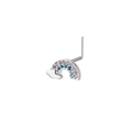 Detailed macro view of rainbow nose stud with pink and blue stones on silver metal - Rainbow Style - Silver