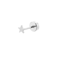 Clou d'oreille étoile en acier titane avec vis arrière plate et finition argentée - Style Étoile / Argent