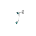 Eleganti orecchini a nappa in argento con zirconi verdi vivaci su sfondo bianco - Argento 3
