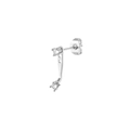 Orecchini a perno minimalisti in argento con zirconi scintillanti su sfondo bianco - Stile Forma L Doppio Zircone / Argento 2