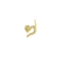 Detail view of a gold heart-shaped nose stud with L-shaped pin and sparkling zircon inlay - Gold Heart Style