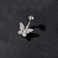 Sexy butterfly navel ring with silver plating and shimmering cubic zirconia crystals - Silver 5