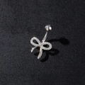 Polished silver butterfly belly ring with sparkling zircon stones on black background - Silver 6