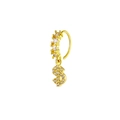 Macro detail of a gold dollar sign nose ring pendant with shimmering zircon pavé stones - Gold 4 (Dollar Sign Pendant)