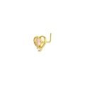 Dettaglio del piercing al naso a forma di cuore dorato con pietra rosa e perline - Cuore con Pietra Rosa Oro