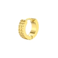 Dettaglio dell'orecchino a cerchio dorato con motivo a ingranaggi e texture a nido d'ape - Stile Texture a Scacchi (Oro 8)