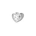 Poliertes Herz-Charm-Element in Silber mit geprägten Sternen für Armbänder - Herz Stern Relief Stil (6) / Silber