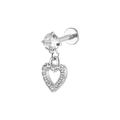 Labret-Stecker aus Edelstahl mit hängendem Herzanhänger und funkelnden Zirkoniasteinen - Herz-Stil (Silber 1) / Silber