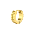 Modern golden gear huggie earrings with industrial wave texture and center groove detail - Wave Serrated Style (Gold 1) / Gold